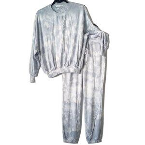 SET Young Fabulous & Broke Dolman Top Jogger Sweatpants XS/S Blue Splatter